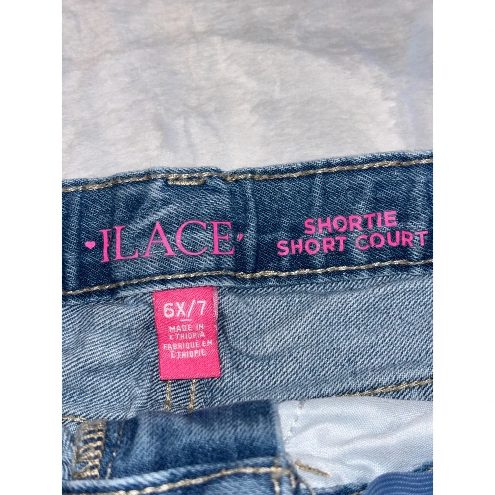 The Childrens‎ Place Shortie Shorts Girls 6X/7 Blue Denim Loose Fit Lace Hem